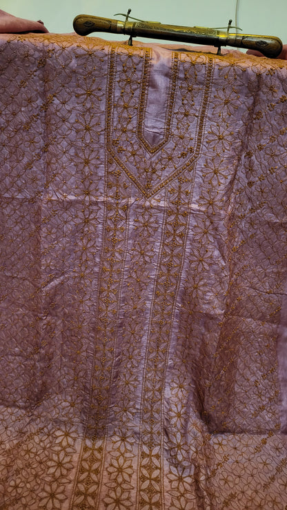 Pure tusser silk : chikankari shirt