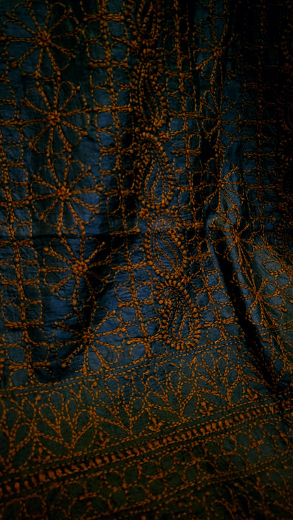 Pure tusser silk : chikankari shirt