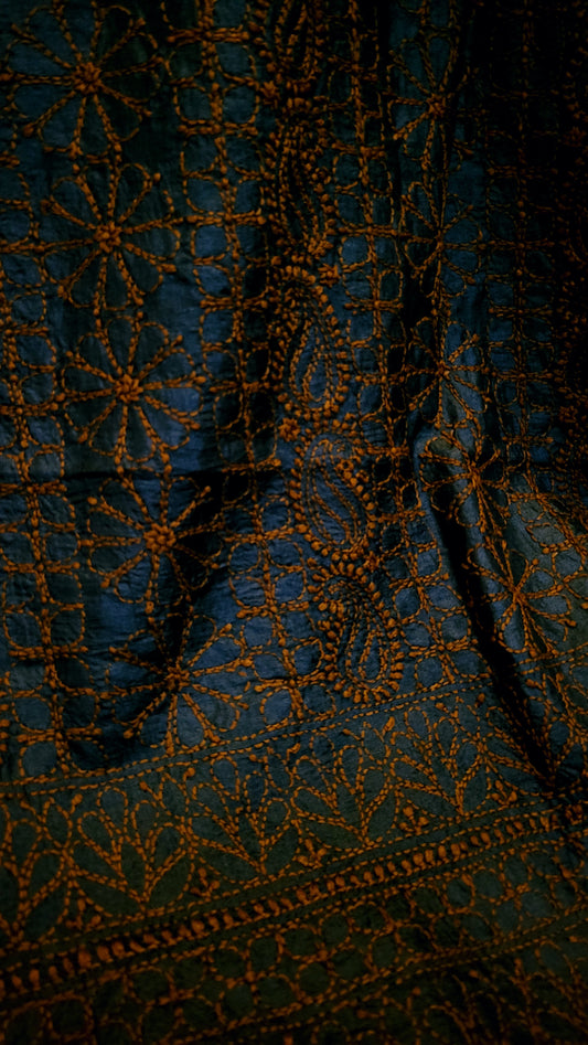 Pure tusser silk : chikankari shirt