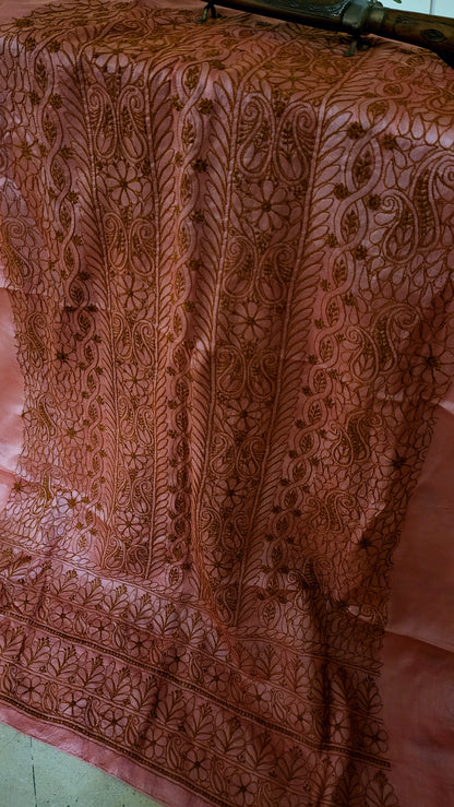 Pure tusser silk : chikankari shirt