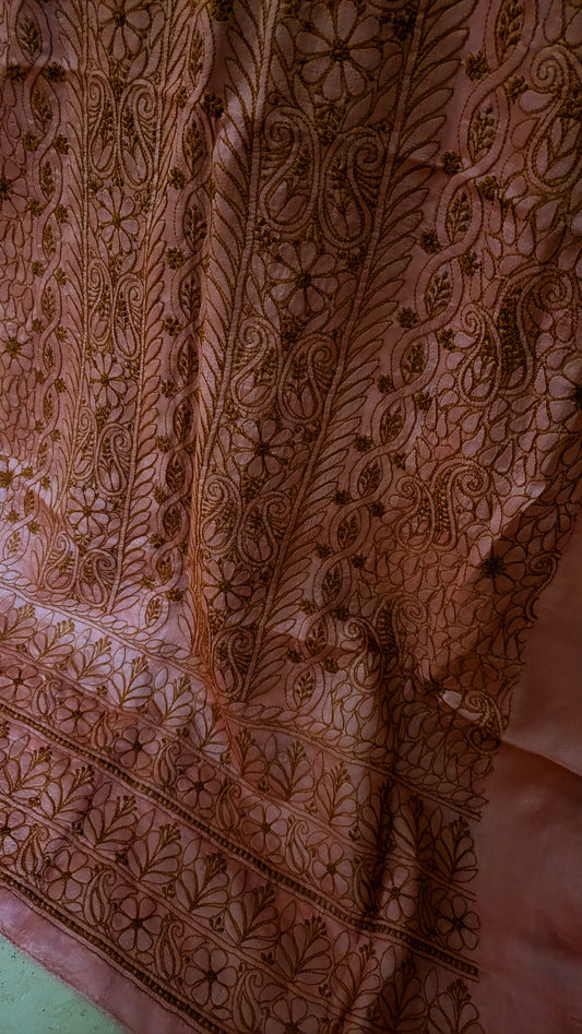 Pure tusser silk : chikankari shirt