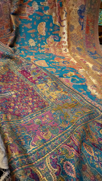 Reversible Shikargah: Toosh shawl