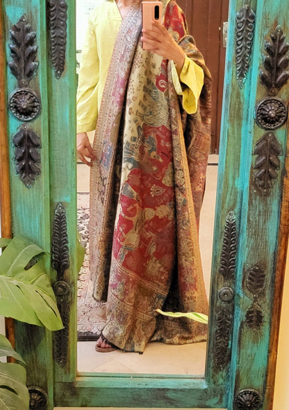 Reversible Shikargah : Toosh shawl