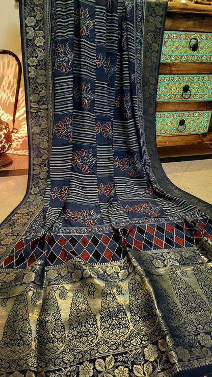 Ajrak silk Dupata