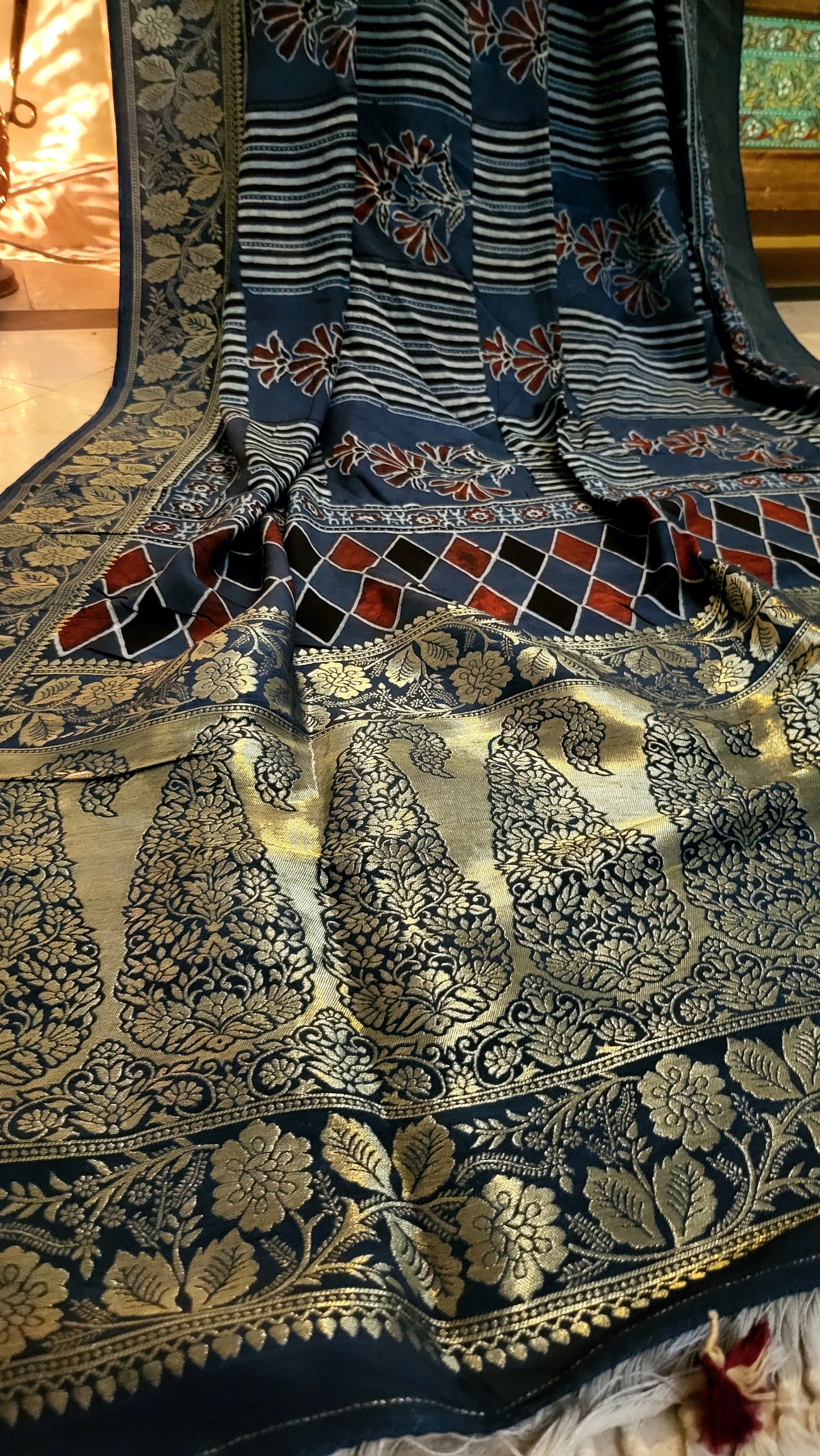 Ajrak silk Dupata