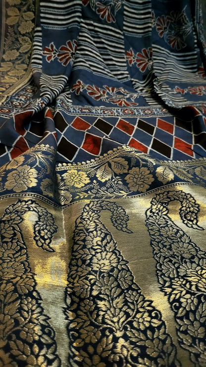 Ajrak silk Dupata