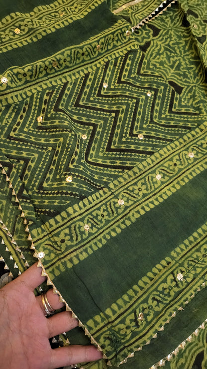 Ajrak lawn suit : Hand made