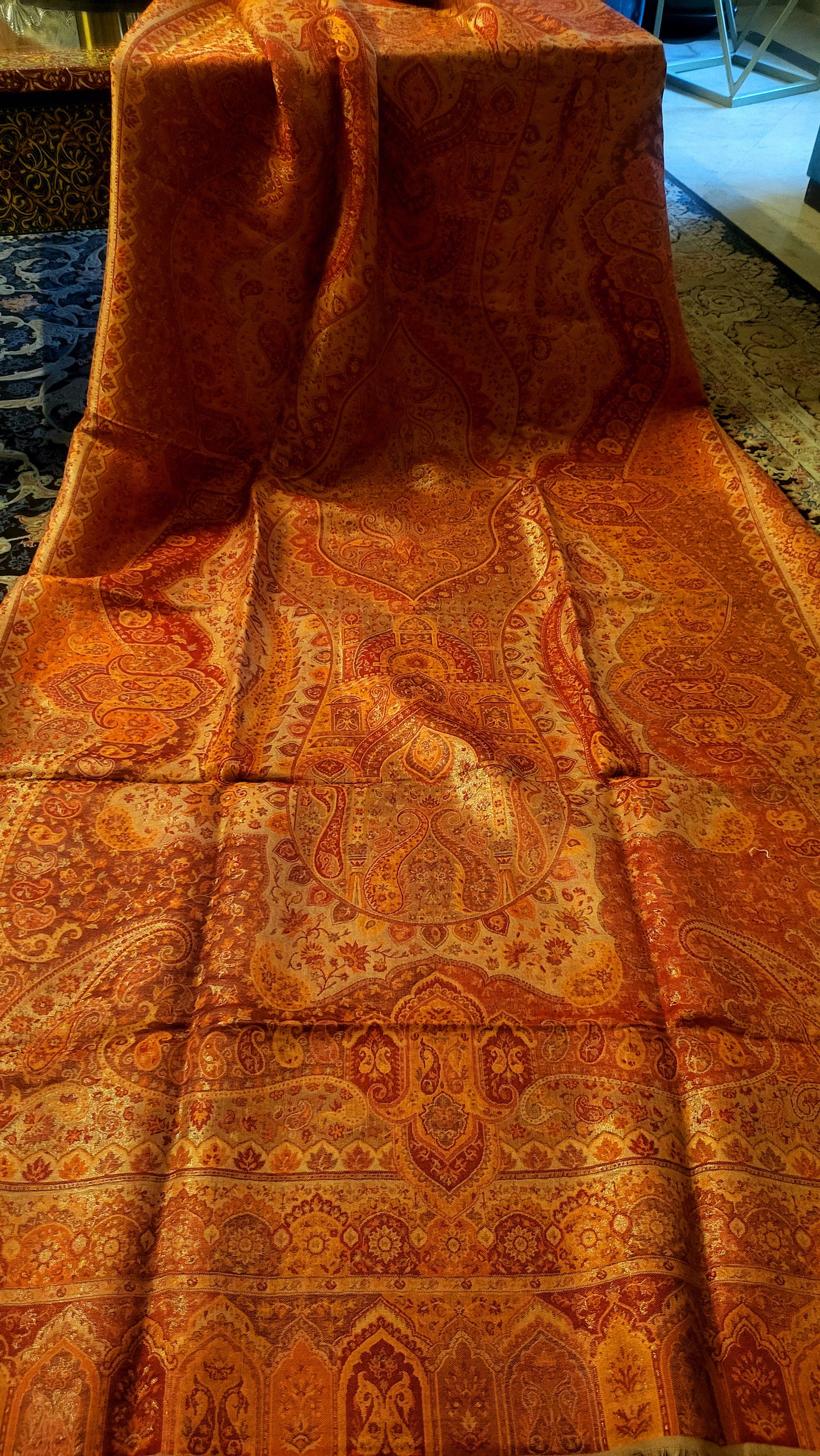 THE OG ORANGE SHAWL : Reversible moonlight kaani