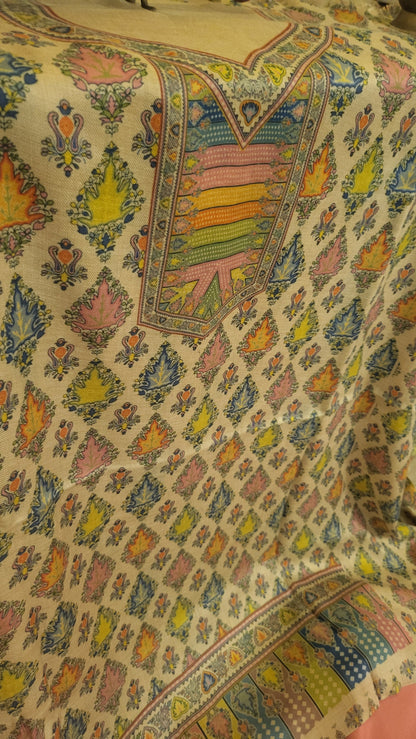 Woolen pashmina suit : Printed