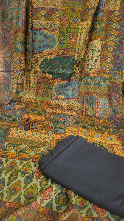 Woolen pashmina suit: Printed shawl