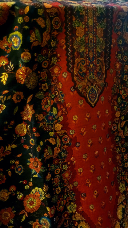 Silk kaani suit: Three piece