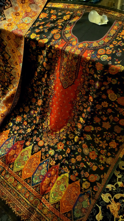 Silk kaani suit: Three piece