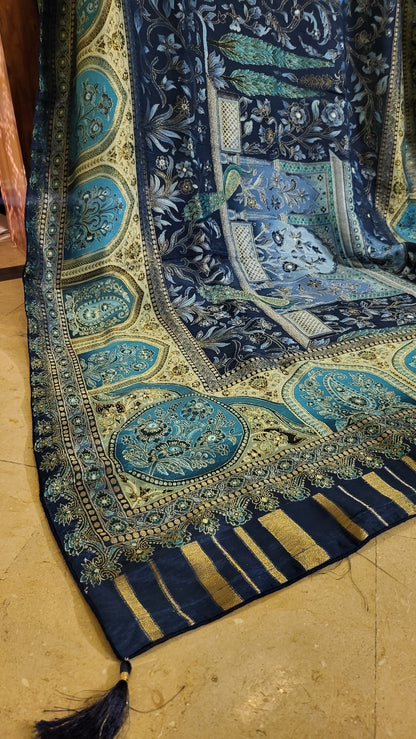 Meenakari shawl : kalamkar silk
