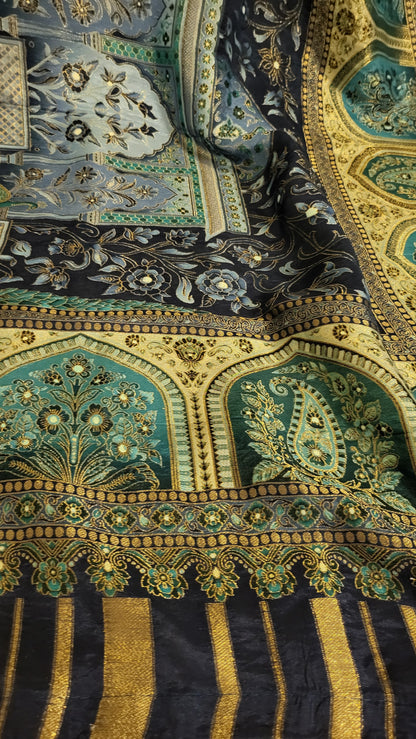 Meenakari shawl : kalamkar silk