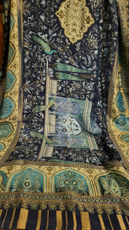 Meenakari shawl : kalamkar silk