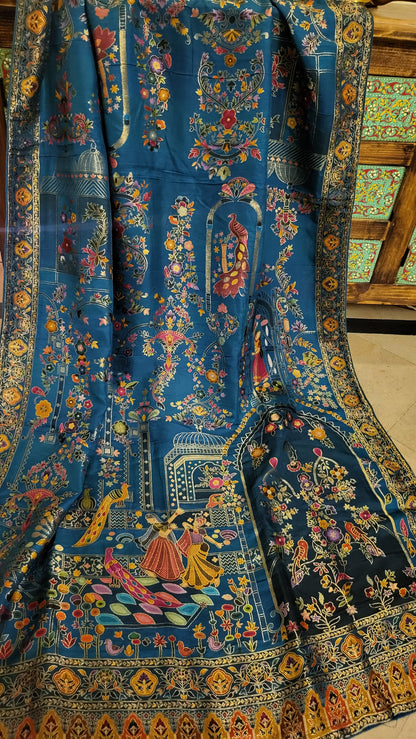 Meena kari shawl: kalamkar Design