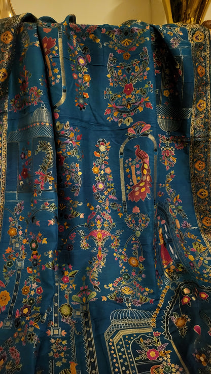Meena kari shawl: kalamkar Design