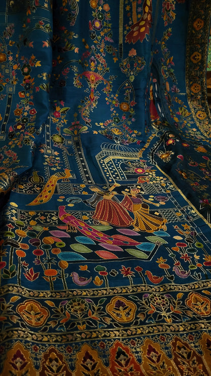 Meena kari shawl: kalamkar Design
