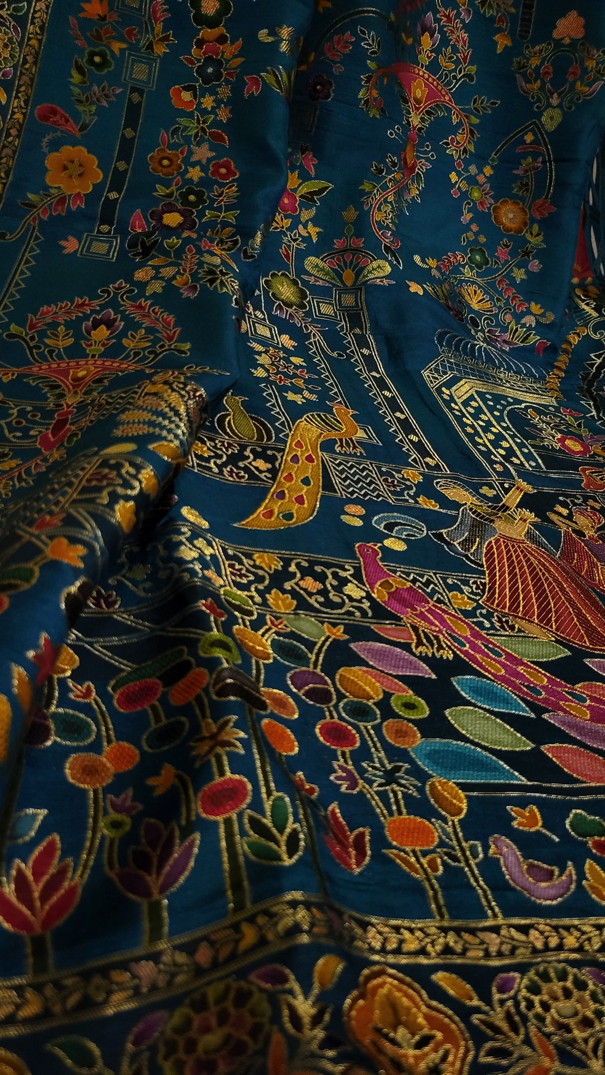 Meena kari shawl: kalamkar Design