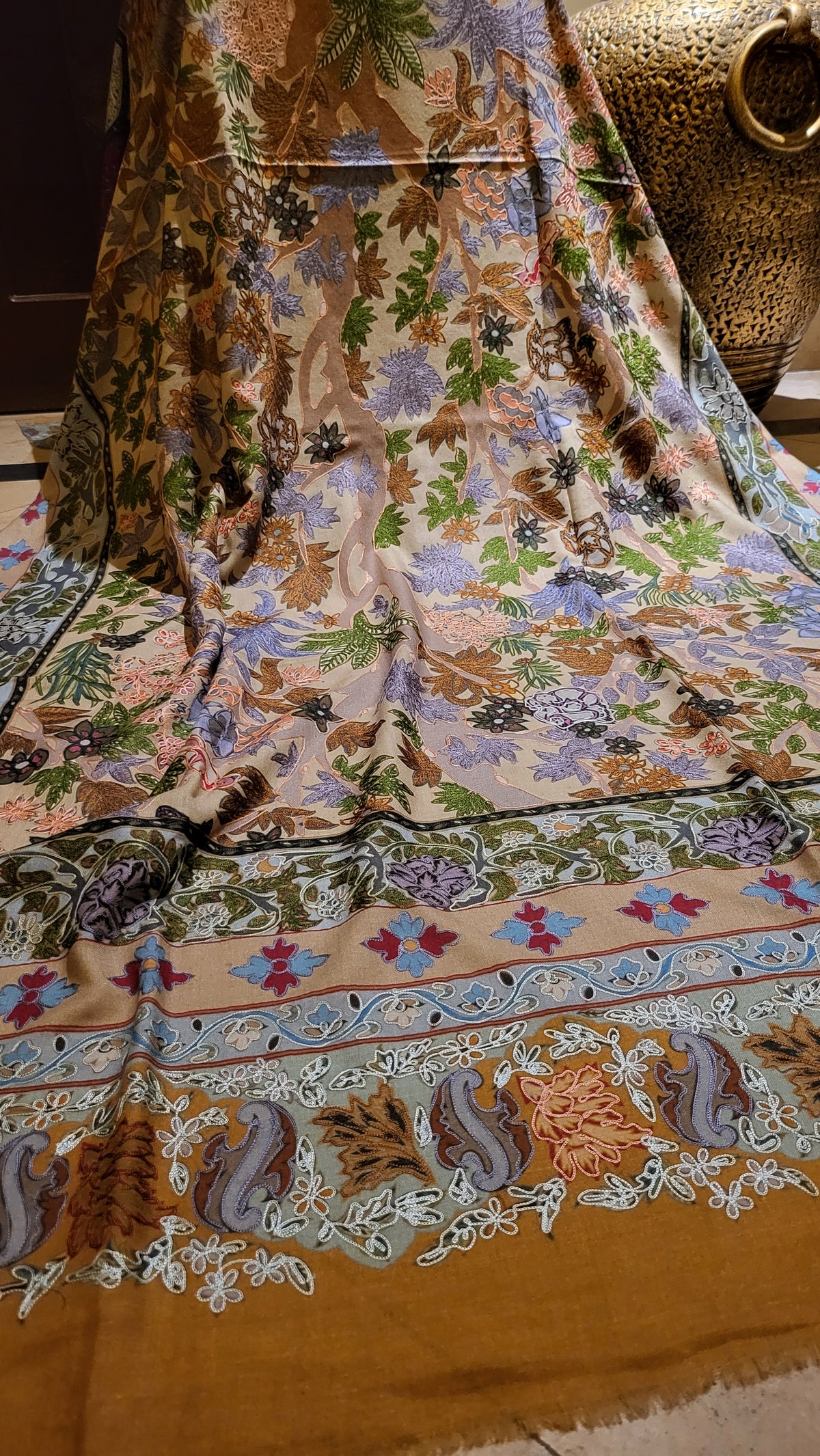 Tree of life : Reelkaar kalamkar shawl