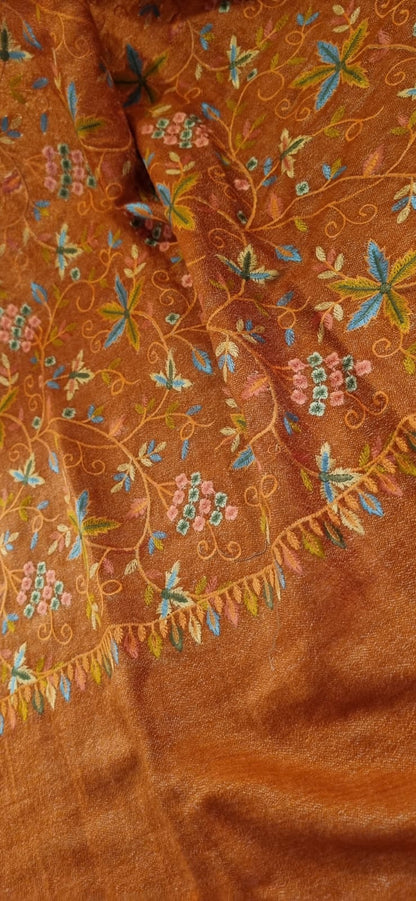 Papermachi embroidered reversible shawl: toosh