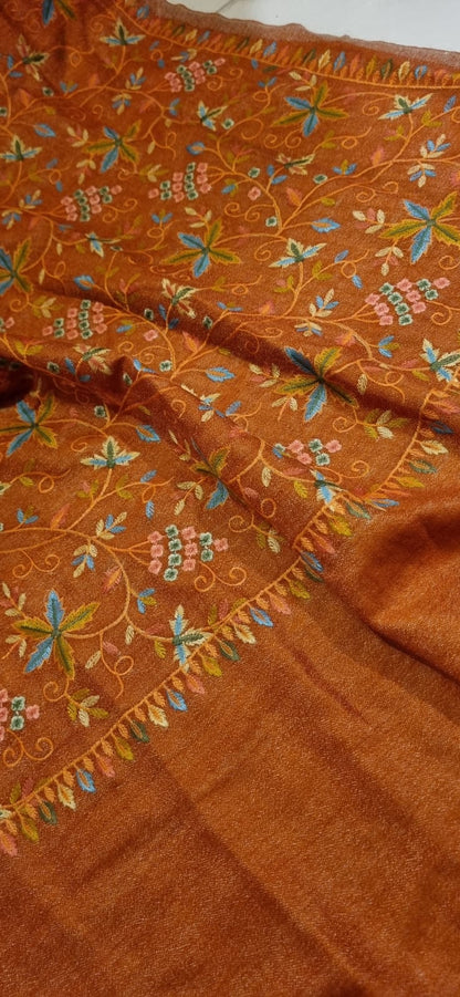 Papermachi embroidered reversible shawl: toosh