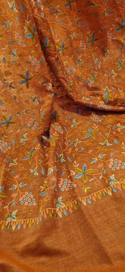Papermachi embroidered reversible shawl: toosh