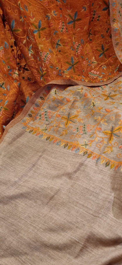 Papermachi embroidered reversible shawl: toosh