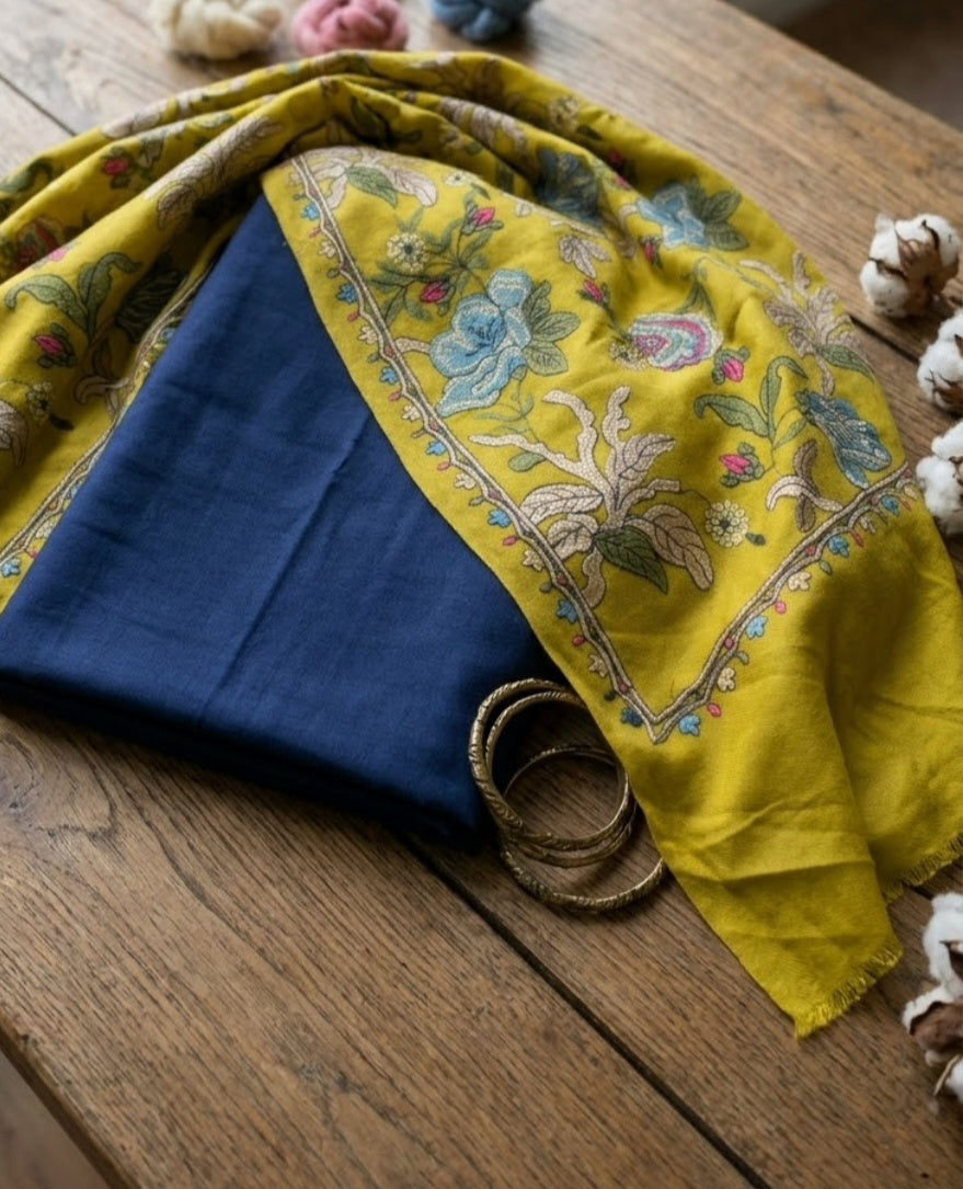 Embroidered three piece: Pashmina