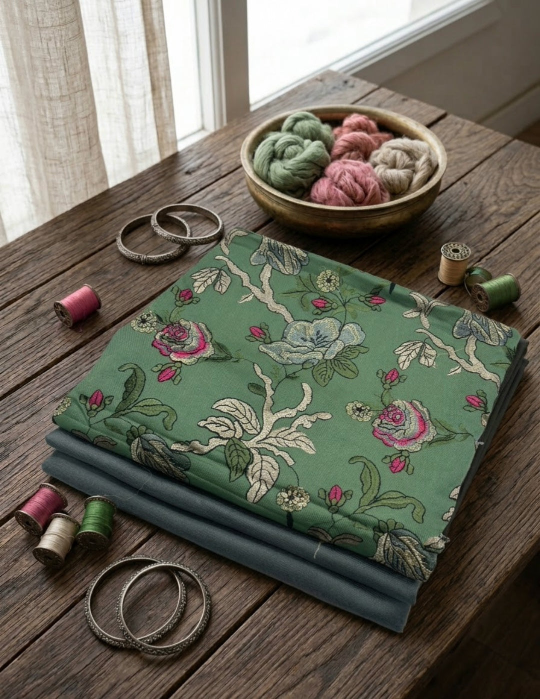 Embroidered three piece: Pashmina