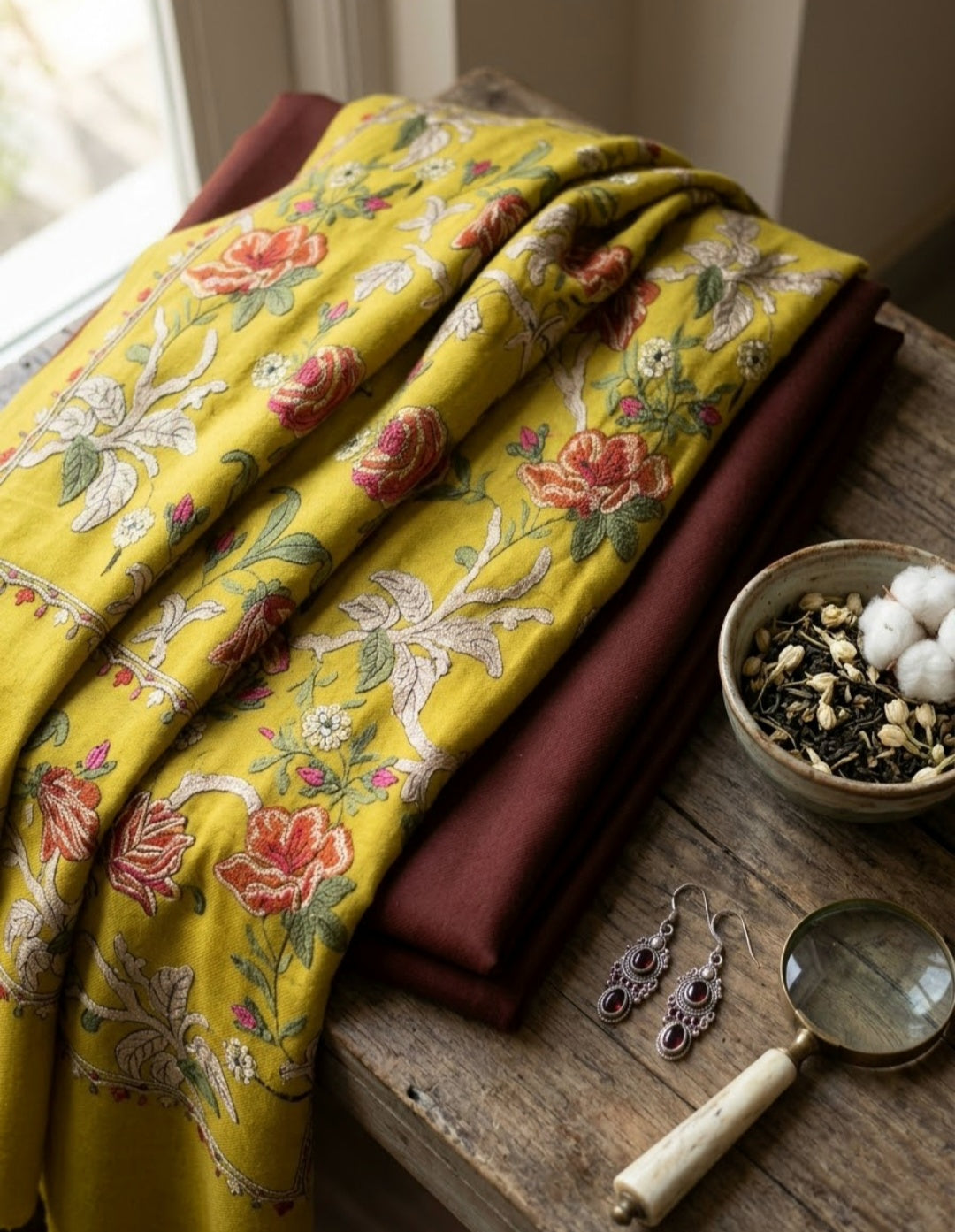 Embroidered three piece: Pashmina