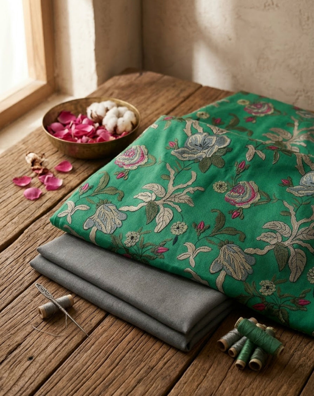 Embroidered three piece: Pashmina