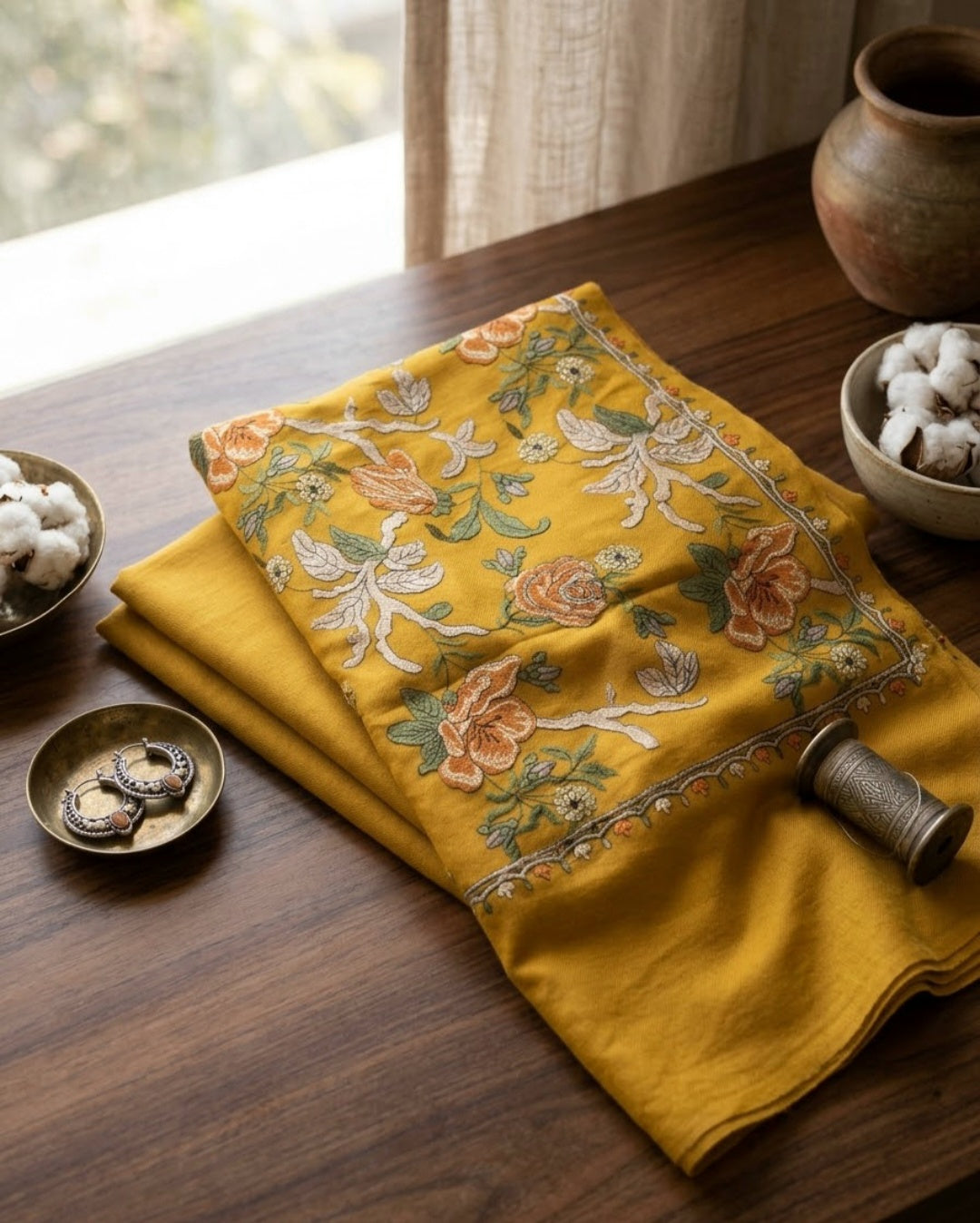 Embroidered three piece: Pashmina