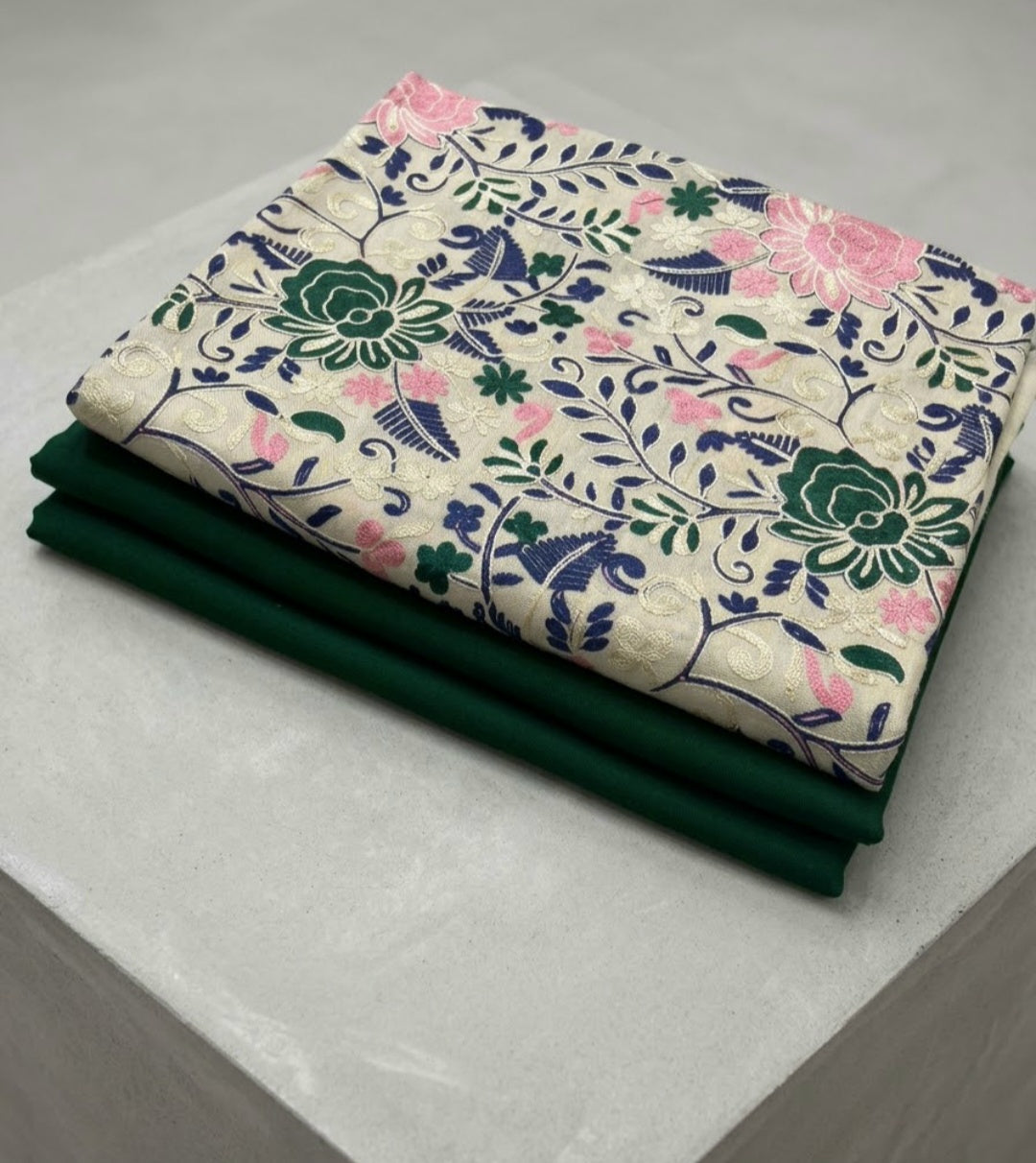 Embroidered three piece: Pashmina