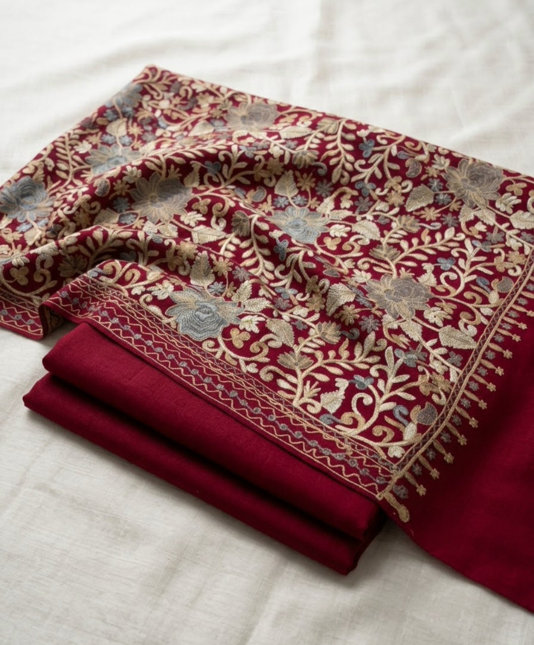 Embroidered three piece: Pashmina