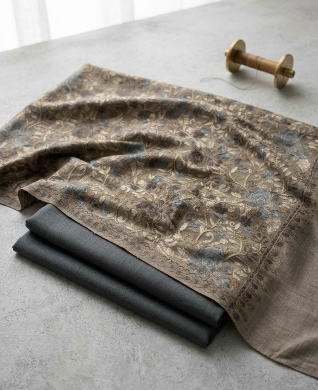 Embroidered three piece: Pashmina