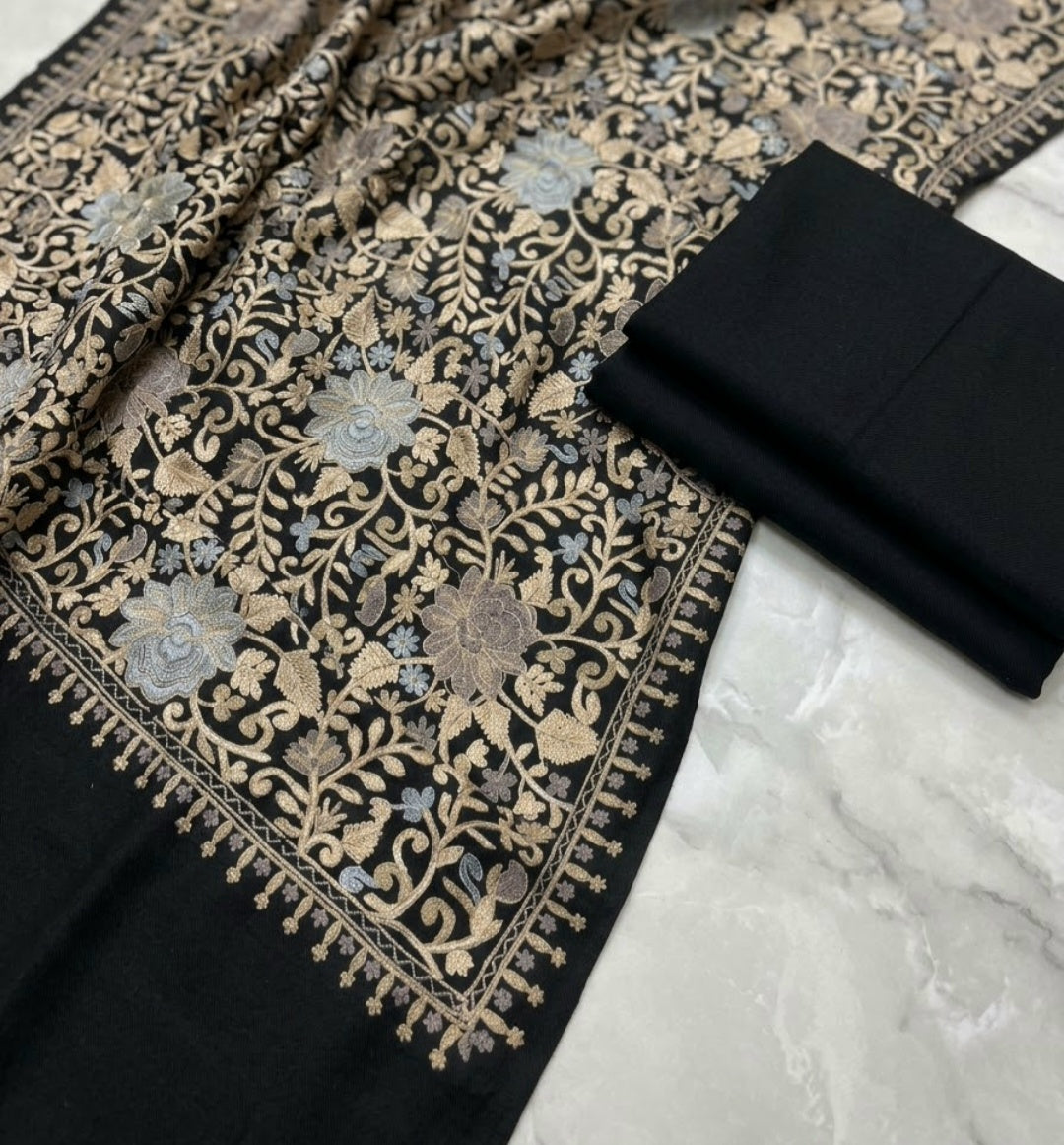 Embroidered three piece: Pashmina