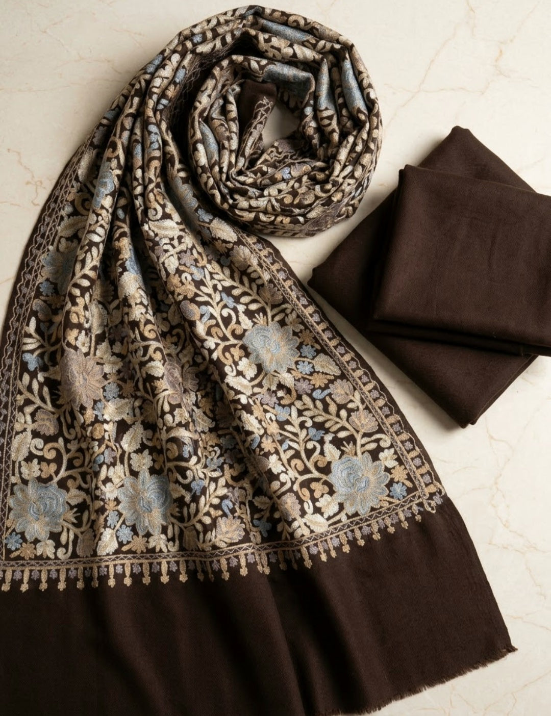 Embroidered three piece: Pashmina