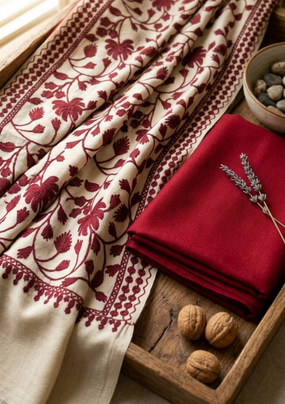 Embroidered three piece: Pashmina