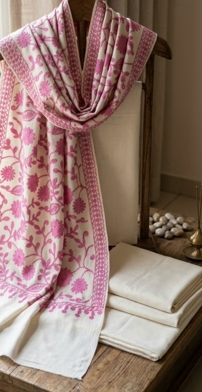 Embroidered three piece: Pashmina