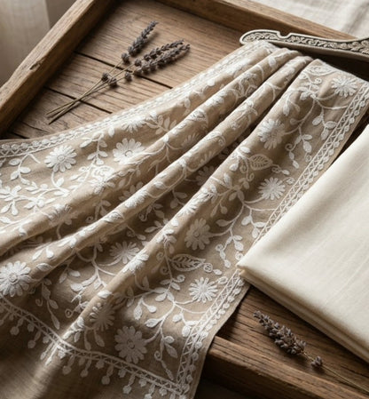 Embroidered three piece: Pashmina