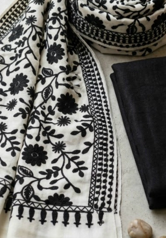 Embroidered three piece: Pashmina
