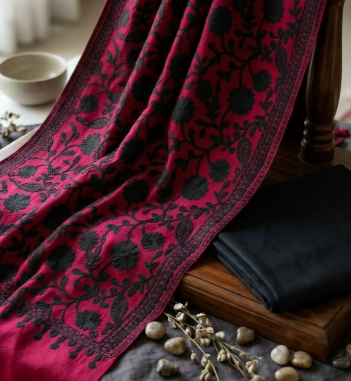 Embroidered three piece: Pashmina