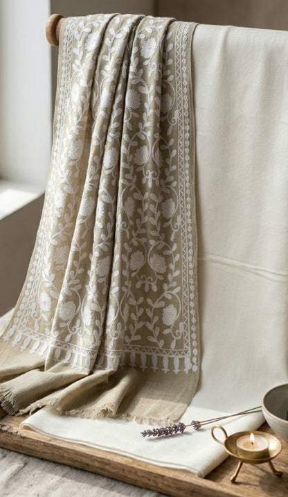 Embroidered three piece: Pashmina