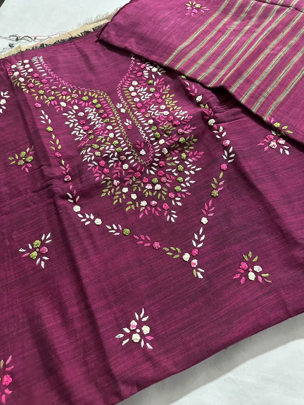 Khaddar suit: Hand made