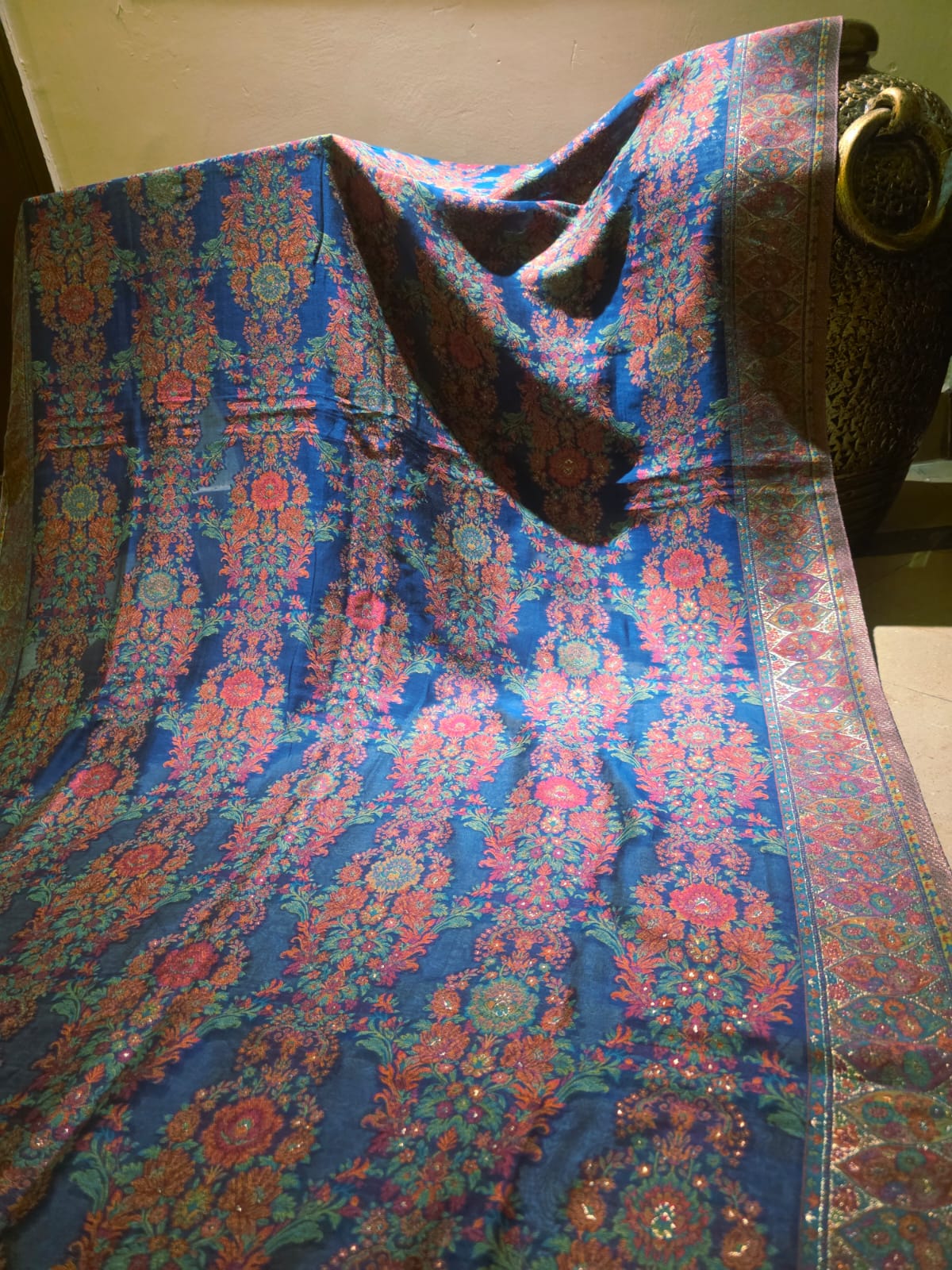 Blue ocean : silk kanni shawl
