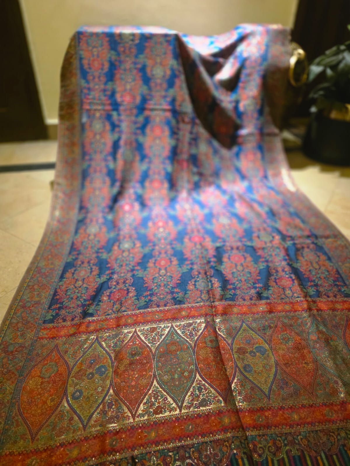 Blue ocean : silk kanni shawl