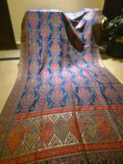Blue ocean : silk kanni shawl