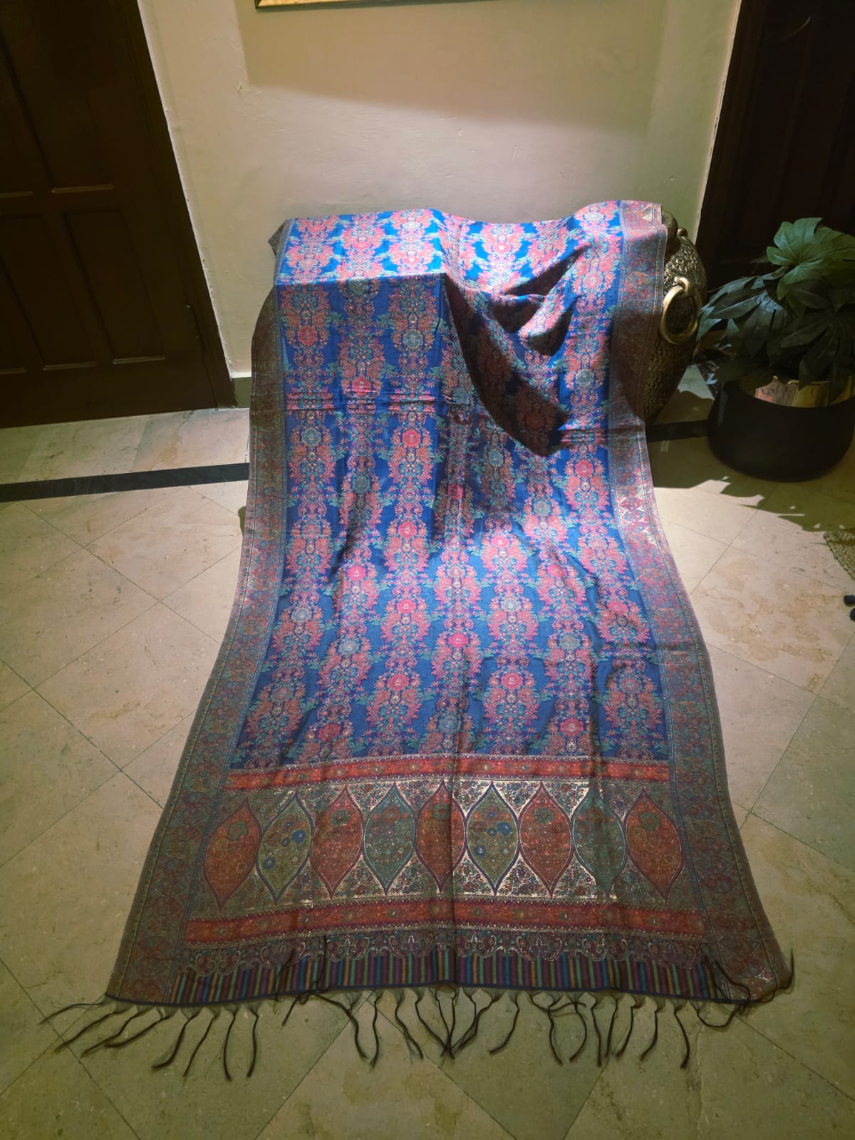 Blue ocean : silk kanni shawl