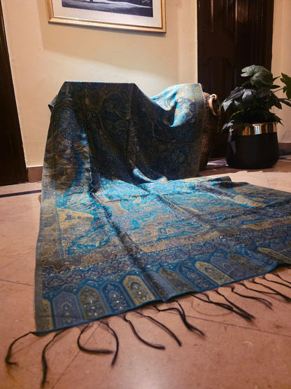 Shades of green : silk kanni shawl